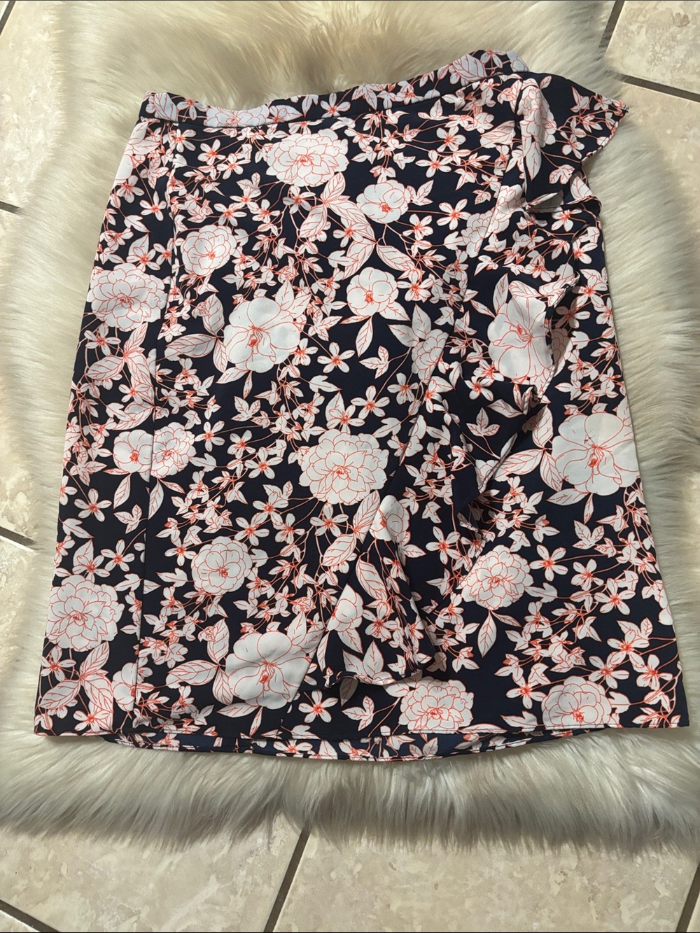 Banana Republic Floral A-Line Women's Skirt in Navy and White